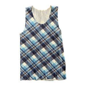 RARE 1995 Pleats Please Issey Miyake plaid pleated top